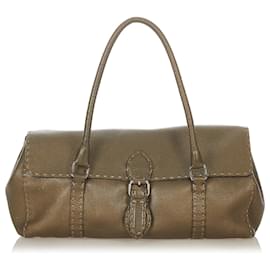 Fendi-Sac à bandoulière en cuir gris Selleria Linda Fendi-Gris