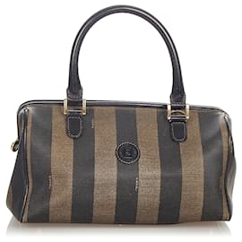Fendi-Sac Boston Fendi Pequin Boston-Marron,Noir