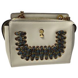 Bolsa Dotcom Fendi Whipstitch em couro de bezerro branco Branco