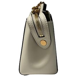 Fendi-Fendi Whipstitch Dotcom Bag in White calf leather Leather-White
