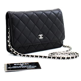 Chanel-CHANEL Black Classic Wallet On Chain WOC Shoulder Bag Crossbody-Black