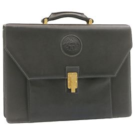Gianni Versace Medusa Porte-documents Cuir Noir Auth fm561 Noir