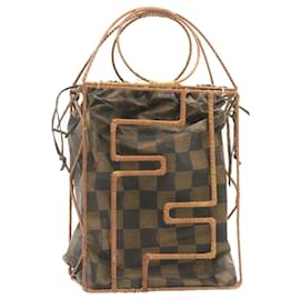 Fendi-Sac à main FENDI Pecan Noir Marron Auth as240-Marron,Noir