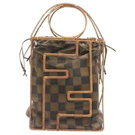Fendi-Sac à main FENDI Pecan Noir Marron Auth as240-Marron,Noir