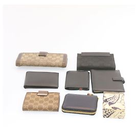 GUCCI Bamboo GG Canvas Cigarette Case Cartera de cuero 8Establecer Marrón Blanco Auth fm550 Castaño Blanco
