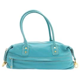 Céline-CELINE Hand Bag Leather Light Blue Auth jk144-Light blue