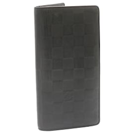 Louis Vuitton-LOUIS VUITTON Damier Infini Portefeuille Brazza Wallet Black N63010 Auth ms052-Black
