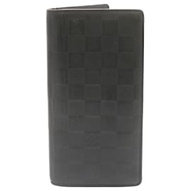 Louis Vuitton-LOUIS VUITTON Damier Infini Portefeuille Brazza Wallet Black N63010 Auth ms052-Black
