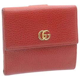 GUCCI GG Marmont gefütterte G Bifold Geldbörse Rot Gold Tone Auth ms057 Rot Andere