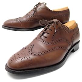 JM Weston-JM WESTON RICHELIEU SHOES 376 flowered tip 8.5E 42.5 BROWN LEATHER SHOES-Brown