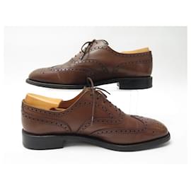 JM Weston-JM WESTON RICHELIEU SHOES 376 flowered tip 8.5E 42.5 BROWN LEATHER SHOES-Brown