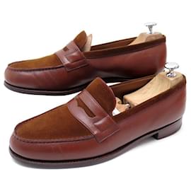 JM Weston-JM WESTON SHOES 180 8.5E 42.5 BIMATE SUEDE & LEATHER LOAFERS-Brown