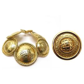 VINTAGE TED LAPIDUS ARMBAND + ROCHAS MEDAILLON BROSCHE IN GOLD METALL BROSCHE Golden