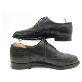 JM Weston-JM WESTON DERBY FLORAL TOE SHOES 587 10D 44 BLACK LEATHER SHOES-Black