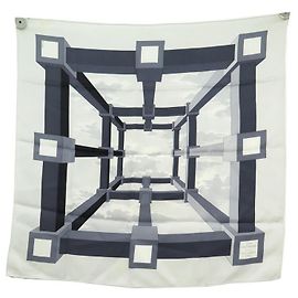 Hermès LENÇO HERMES PERSPECTIVA AM CASSANDRE SQUARE 70 SILK GREY SILK SCARF Cinza