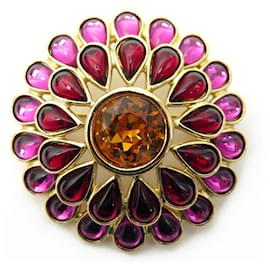 NUEVO BROCHE VINTAGE YVES SAINT LAURENT GOOSSENS FLEUR STRASS GOLD + BROCHE CAJA Dorado
