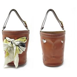 Hermès VINTAGE HERMES EIMER FEEDER EIMER 1950 EPSOM LEDER + NAPOLEON TASCHE SCHAL Braun
