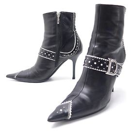 CHRISTIAN DIOR ZAPATOS D TRICK BOTAS 37 CUERO NEGRO + CAJA BOTAS Negro