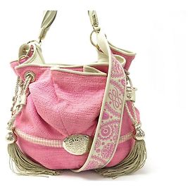 LANCEL BRIGITTE BARDOT BB A HANDBAG04657 PINK CANVAS HAND BAG Pink