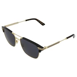 Gucci-Óculos de sol de metal com estrutura quadrada-Dourado,Metálico