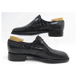 JM Weston-JM WESTON SHOES BLACK CROCODILE BUCKLE LOAFERS 7.5C 41.5 Shoe trees-Black