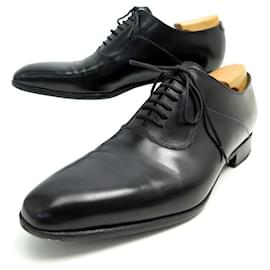 JM Weston-JM WESTON RICHELIEU SHOES 494 6E 40 LARGE BLACK LEATHER STAINLESS STEEL SHOES-Black