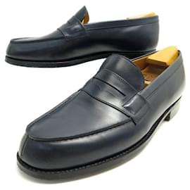 JM Weston-NEW JM WESTON LOAFERS 180 6.5C 40.5 LEATHER + STAINLESS STEEL SHOES-Navy blue