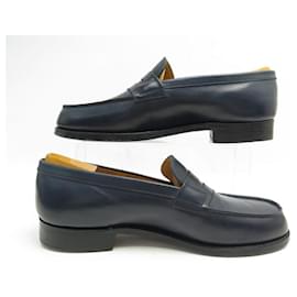 JM Weston-NEW JM WESTON LOAFERS 180 6.5C 40.5 LEATHER + STAINLESS STEEL SHOES-Navy blue