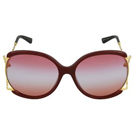 Gucci Sonnenbrille mit rundem Rahmen aus Acetat Rot