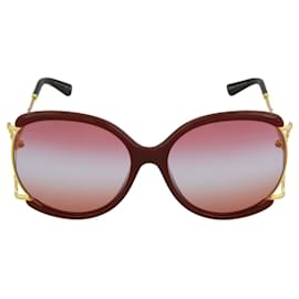 Gucci-Gucci Round-Frame Acetate Sunglasses-Red