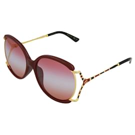 Gucci-Gafas de sol de acetato con montura redonda Gucci-Roja