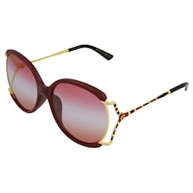 Gucci-Óculos de sol de acetato de armação redonda Gucci-Vermelho