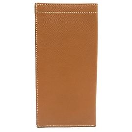 Hermès CAIXA DE VIDROS HERMES NOVA EM EPSOM OURO CAIXA DE VIDROS DE COURO NOVA Caramelo