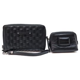 NEW LONGCHAMP AMAZON WALLET + BRIOCHE BLACK LEATHER WALLET Black