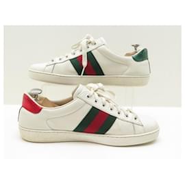 Gucci-GUCCI sneakers SHOES 429446 ACE EMBROIDERED 42 WHITE LEATHER + SNEAKERS BOX-White