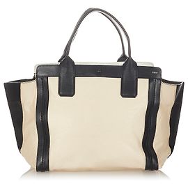Chloé Chloe Brown Alison Leather Tote Bag Brown Black Beige