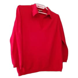 Irene Van Ryb Merinowolle Pullover Rot Rot