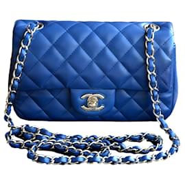 Chanel-Mini Bolsa Chanel Timeless Classic-Azul,Azul escuro,Gold hardware