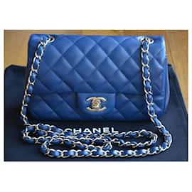 Chanel-Mini Bolsa Chanel Timeless Classic-Azul,Azul escuro,Gold hardware