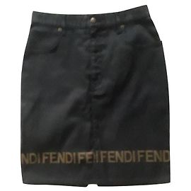Fendi Gonna corta in denim T 44 IT Nero