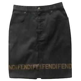 Fendi-Saia jeans curta T 44 ISTO-Preto