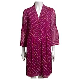 Diane Von Furstenberg-Robe en mousseline de soie DvF Layla-Multicolore,Fuschia