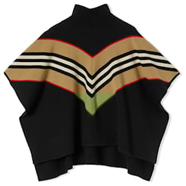 Burberry-GIRLS BOY MIXED BURBERRY WOOL PONCHO CAPE 8YEARS - BLACK-Navy blue