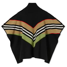 Burberry-GIRLS BOY MIXED BURBERRY WOOL PONCHO CAPE 8YEARS - BLACK-Navy blue