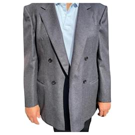 Burberry Brit-blazer forrado de peito-Cinza antracite