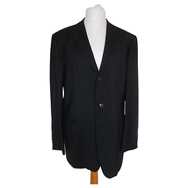 Hugo Boss Navy Blue Pinstripe Wool Blazer Navy blue