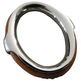 Hermès-Hermès kyoto GM scarf ring silver steel-Silver hardware