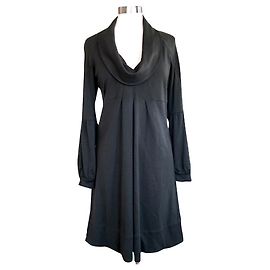 Diane Von Furstenberg DvF Bilboa Wollkleid mit Wasserfallausschnitt Schwarz