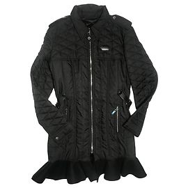 Louis Vuitton Steppmantel mit Rüschen schwarz Schwarz