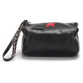 Pochette Givenchy Pandora Star Wristlet en cuir d'agneau noir Noir
